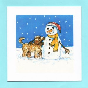 Christmas card design with Bertie & a Snowman